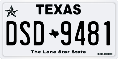 TX license plate DSD9481