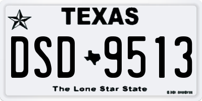 TX license plate DSD9513