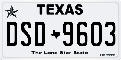 TX license plate DSD9603