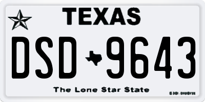 TX license plate DSD9643