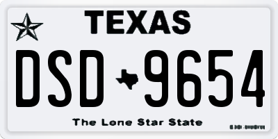 TX license plate DSD9654