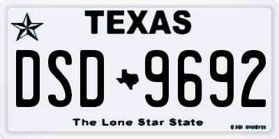 TX license plate DSD9692