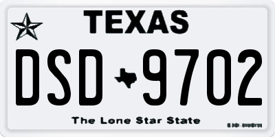 TX license plate DSD9702