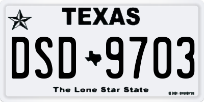 TX license plate DSD9703