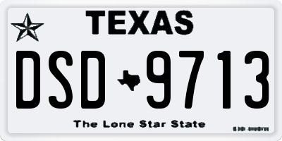 TX license plate DSD9713