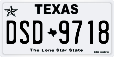 TX license plate DSD9718