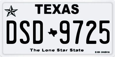 TX license plate DSD9725