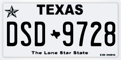 TX license plate DSD9728