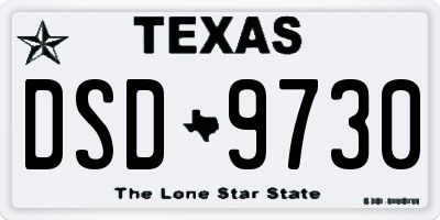 TX license plate DSD9730