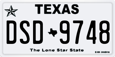 TX license plate DSD9748