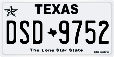 TX license plate DSD9752