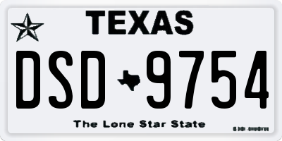 TX license plate DSD9754