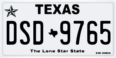 TX license plate DSD9765