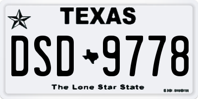 TX license plate DSD9778