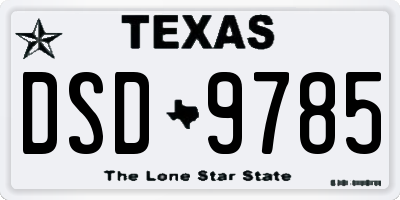 TX license plate DSD9785