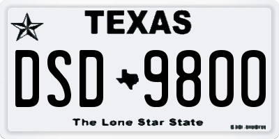 TX license plate DSD9800