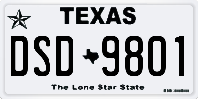 TX license plate DSD9801