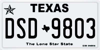 TX license plate DSD9803