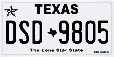 TX license plate DSD9805