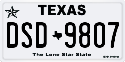 TX license plate DSD9807