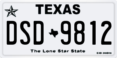TX license plate DSD9812