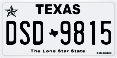 TX license plate DSD9815