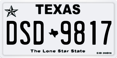 TX license plate DSD9817