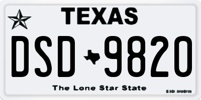 TX license plate DSD9820