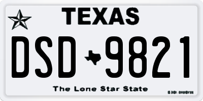 TX license plate DSD9821