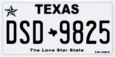 TX license plate DSD9825