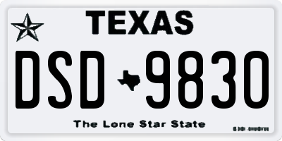TX license plate DSD9830