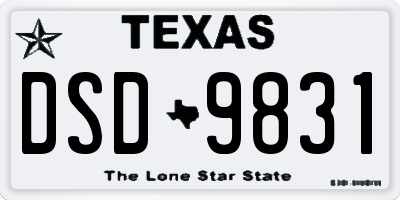 TX license plate DSD9831