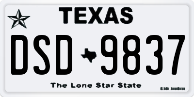 TX license plate DSD9837