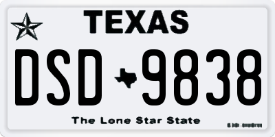 TX license plate DSD9838