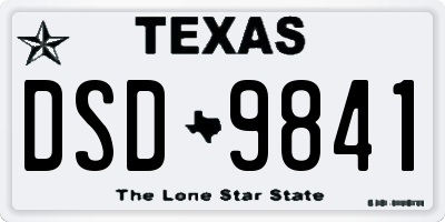 TX license plate DSD9841