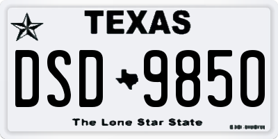 TX license plate DSD9850