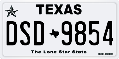 TX license plate DSD9854