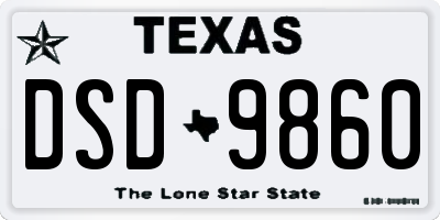 TX license plate DSD9860