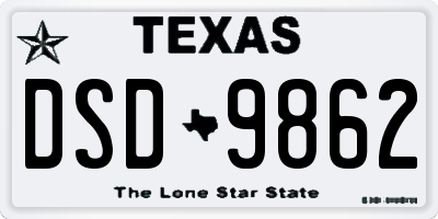 TX license plate DSD9862