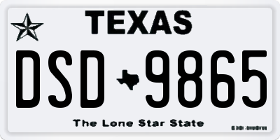 TX license plate DSD9865