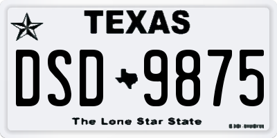 TX license plate DSD9875