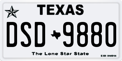 TX license plate DSD9880