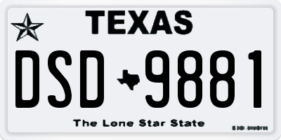 TX license plate DSD9881