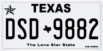 TX license plate DSD9882