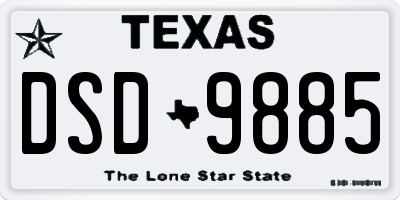 TX license plate DSD9885