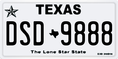 TX license plate DSD9888