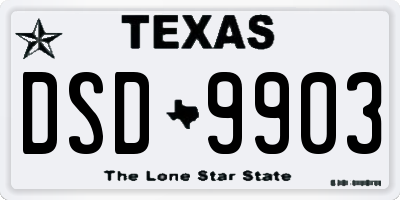 TX license plate DSD9903