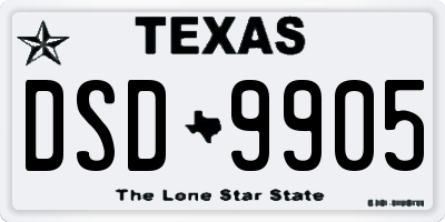 TX license plate DSD9905