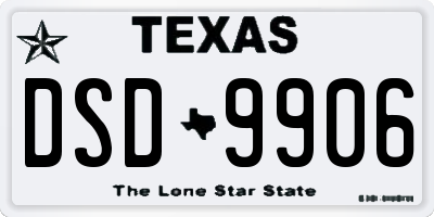 TX license plate DSD9906