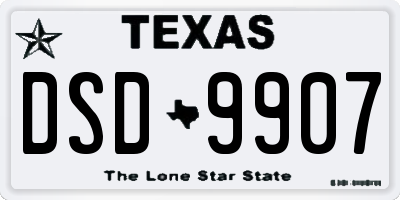 TX license plate DSD9907